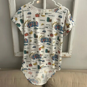 VACATION Top Vintage Postcard Print Greetings From Cuba Trinidad Bananas Size S